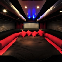 The rear lounge converted to a bed room