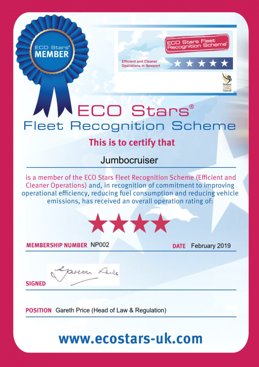 Jumbocruiser achieves Ecostars 4 star rating